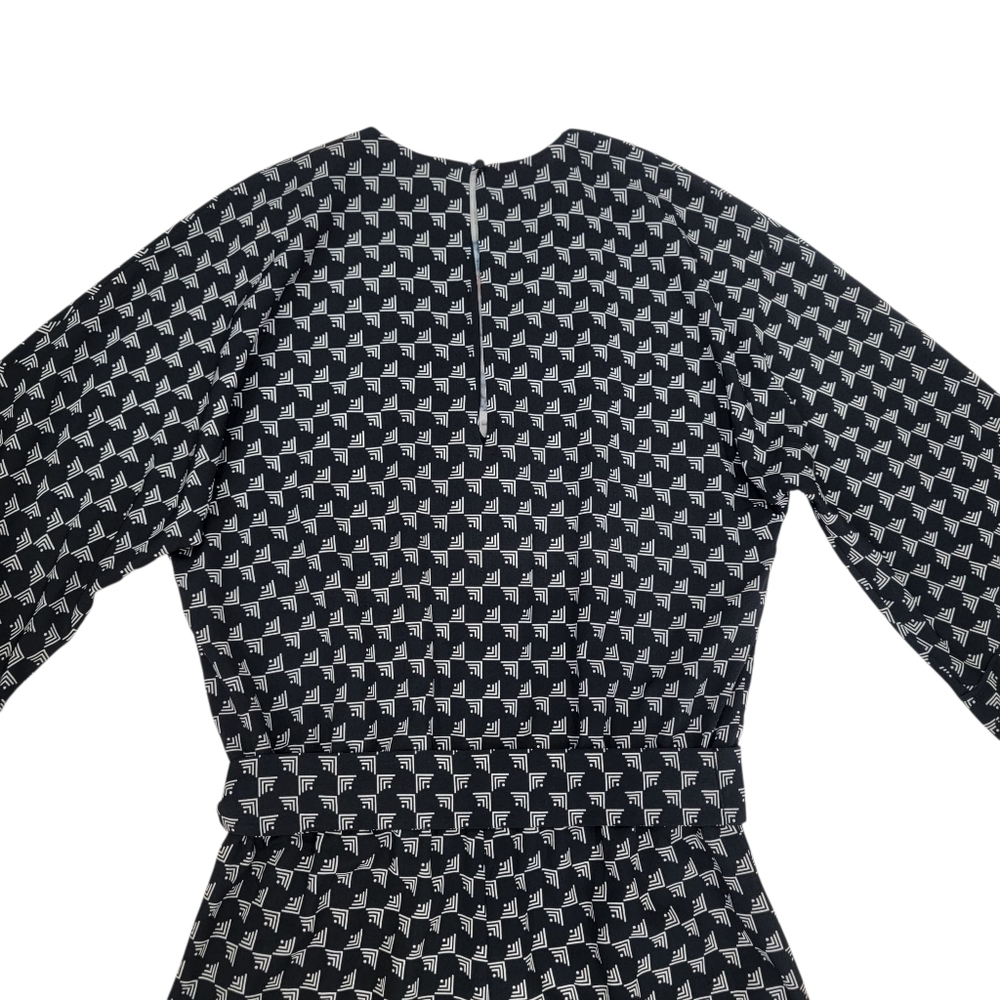 Joie Burgess Jumpsuit Black Wide Leg Cropped Geometric Print Belted Women’s S - Picture 9 of 17